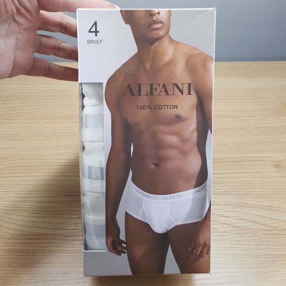 ALFANI Mens Briefs Large White 4-Pack 100% Cotton Underwear - Picture 1 of 5